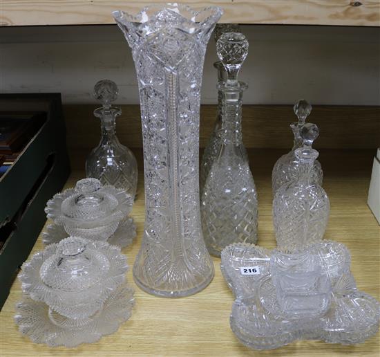 A collection of cut glassware tallest 46cm